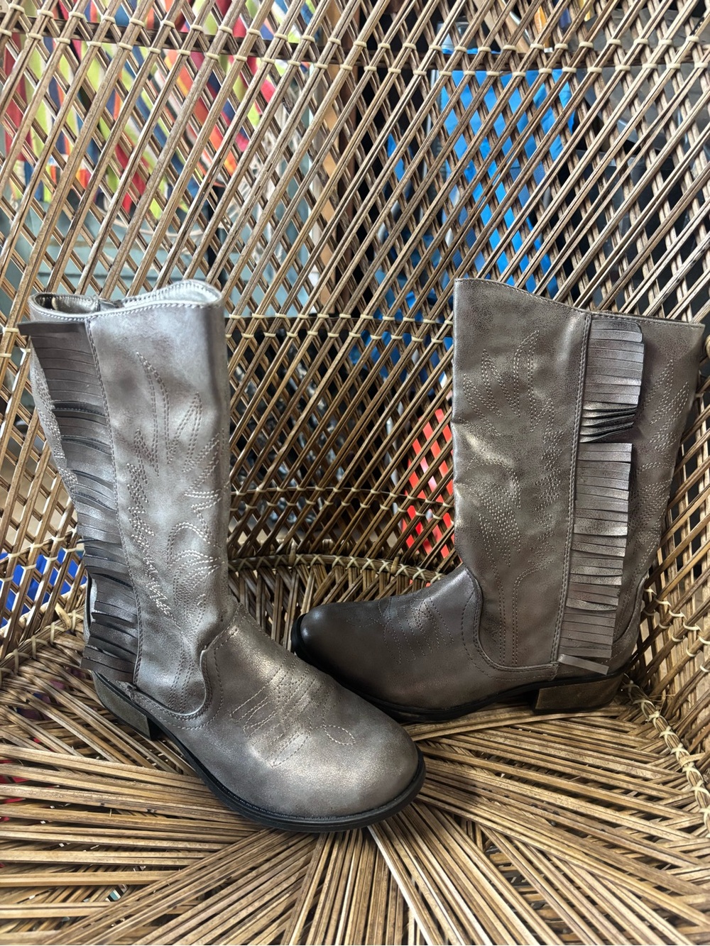 Target Gray Fringe Mid-Calf Women's Boots